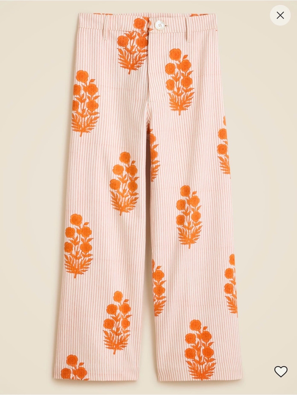 J. Crew Pink Wide-Leg Pants with Orange Floral Print